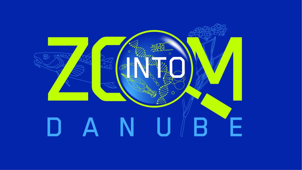Slogan "Zoom into Danube" illustrated with a magnifying glass over the word "into"
