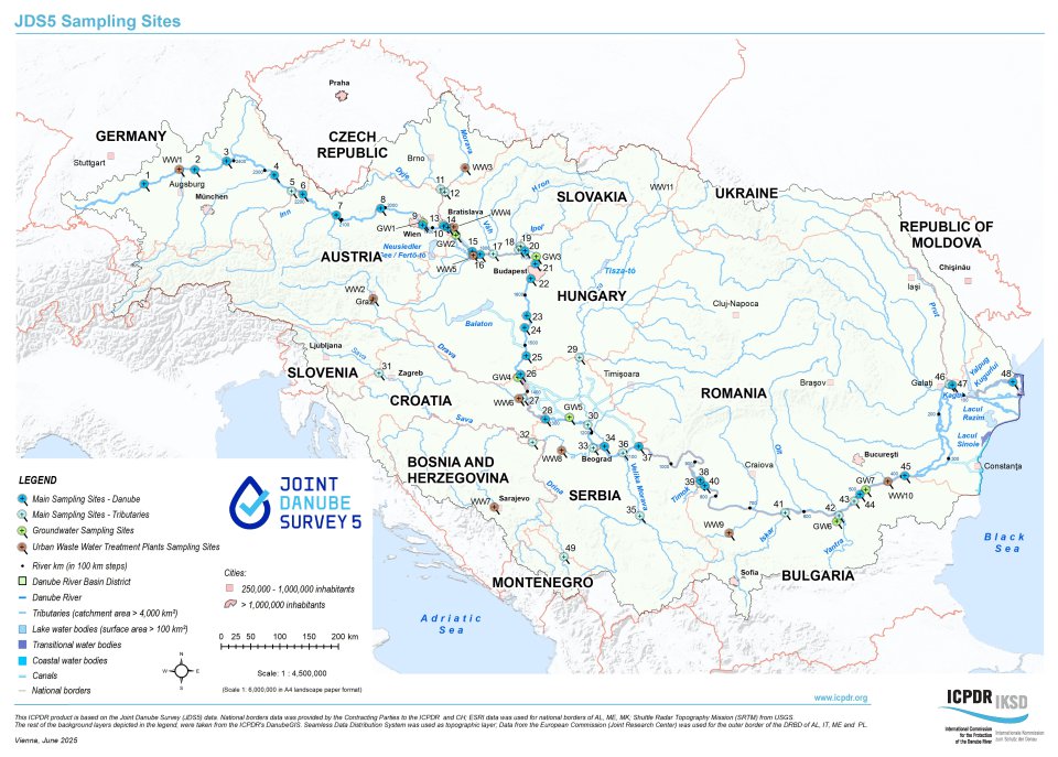 © ICPDR 2025 Map of the JDS5 Sampling Sites