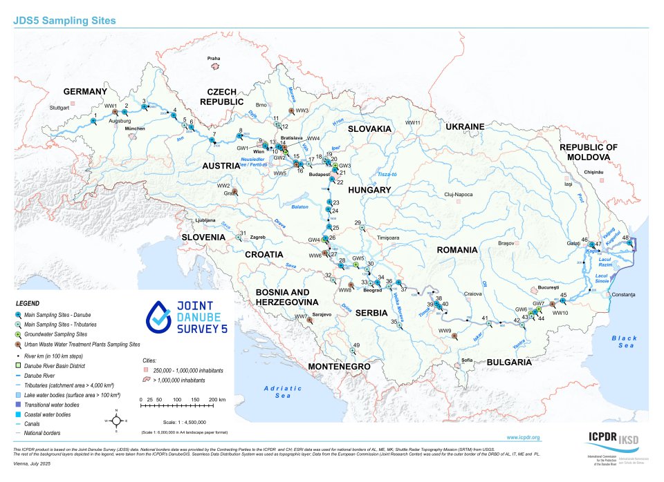 © ICPDR 2025 Map of the JDS5 Sampling Sites